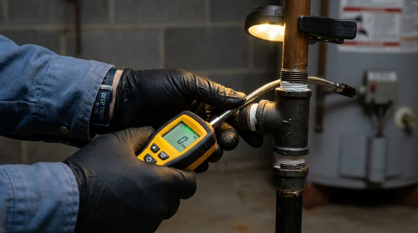 Gas leak detection with electronic sniffer by Johns Plumbing LLC in Draper