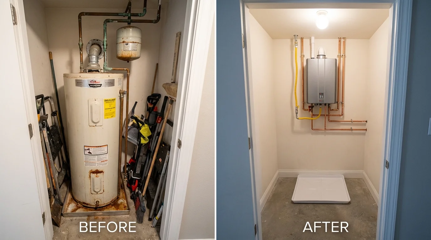 Tank water heater versus wall-mounted tankless unit comparison for Draper, UT homeowners