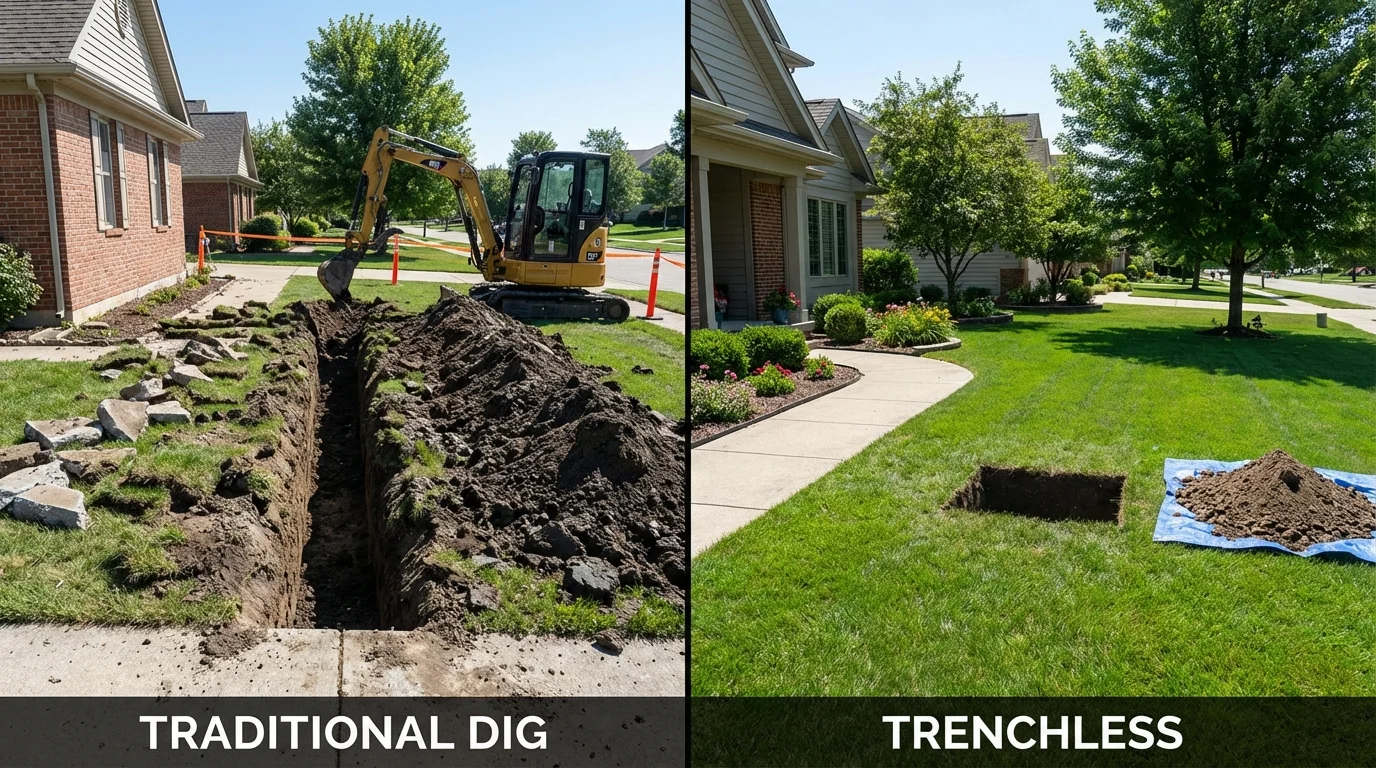 Trenchless sewer repair with minimal yard damage versus traditional excavation in Draper, UT